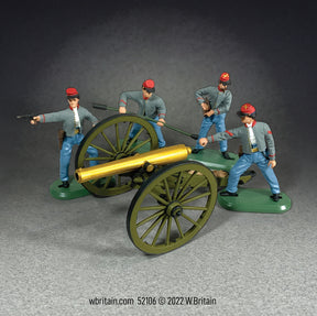 Collectible toy soldier miniature set 12 Pound Napoleon Cannon with 4 Confederate Artillery Crew.