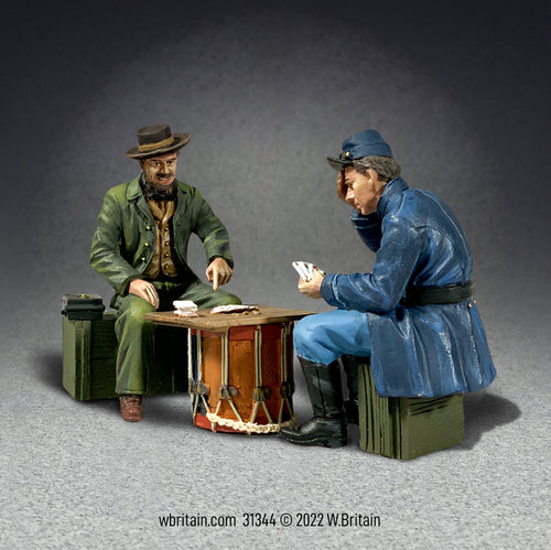 Collectible toy soldier miniature set "Can't Win for Losing". Soldier and civilian playing cards.