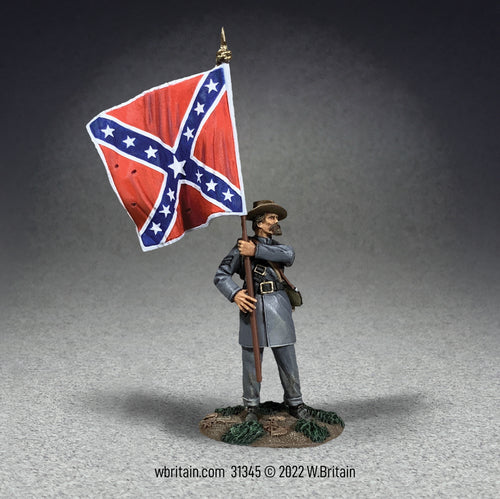 One toy soldier figurine holding confederate flag.