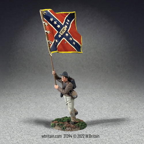 Collectible toy soldier miniature army men Confederate Flagbearer 3rd Arkansas Flag.