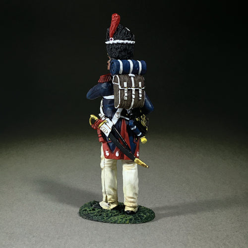 Rear view of Collectible toy soldier miniature army men French Imperial Guard Standing Make Ready.