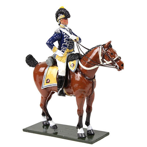 Collectible toy soldier miniature British 10th Light Dragoons Officer Mounted 1795.