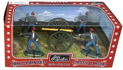 Collectible toy soldier miniature set 12 Pound Napoleon Cannon with 4 Confederate Artillery Crew in package. 