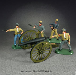 Collectible toy soldier miniature 3 Inch Ordinance Rifle Cannon with 4 Man Crew.