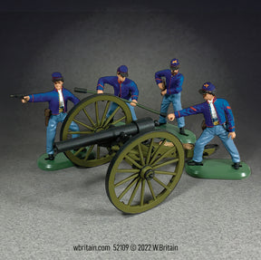 Collectible toy soldier miniature set 10 Pound Parrott Canon with 4 Union Crew.