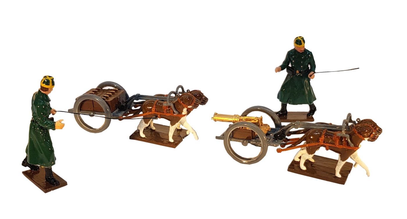 Collectible toy soldier miniature set Belgian Dog Cart.