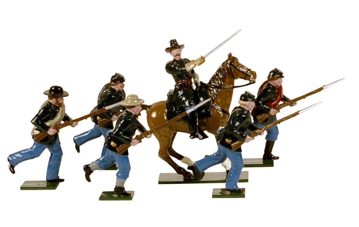 Collectible toy soldier miniature set Union Infantry Charging.