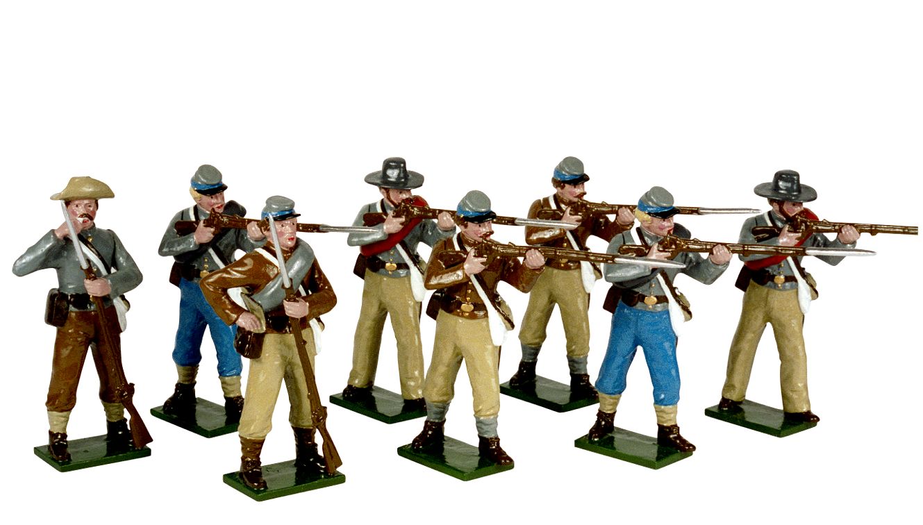 Collectible toy soldier army men Confederate Infantry Firing and Loading.