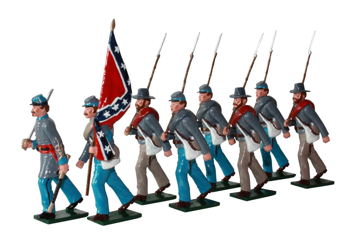 toy soldier set with 8 pieces marching with flag.