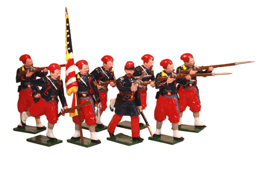 Collectible toy soldier miniature 8 piece toy soldier set 5th New York Zouaves.