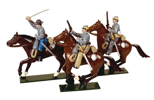 Collectible toy soldier miniature Confederate Cavalry Three Troopers.