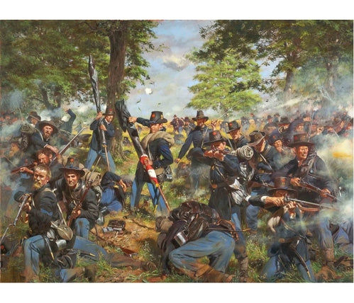 Don Troiani wall art print he Black Hats 19th Reg. Iron Brigade at Gettysburg.