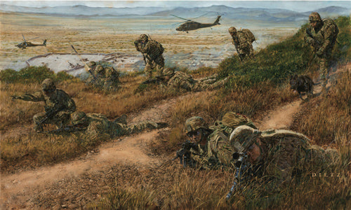 James Dietz wall art print Fighting Fearlessly. Soldiers on the battlefield.