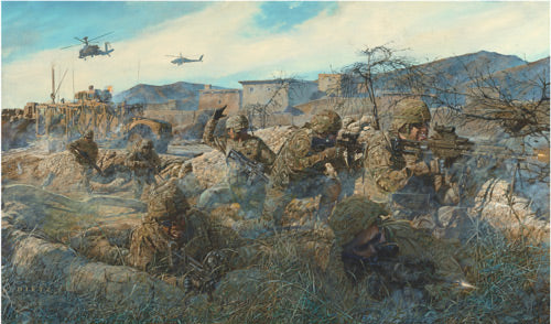 James Dietz wall art print The ROCK!. 7 soldiers and helicopters.