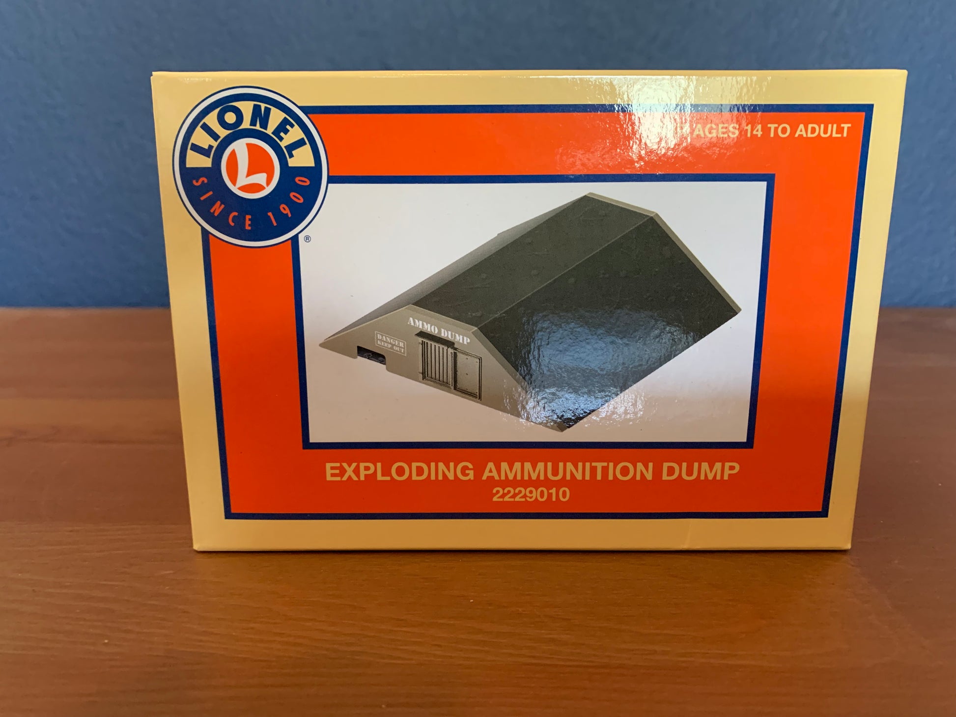 Package of model train set O scale accessory Exploding Ammunition Dump.