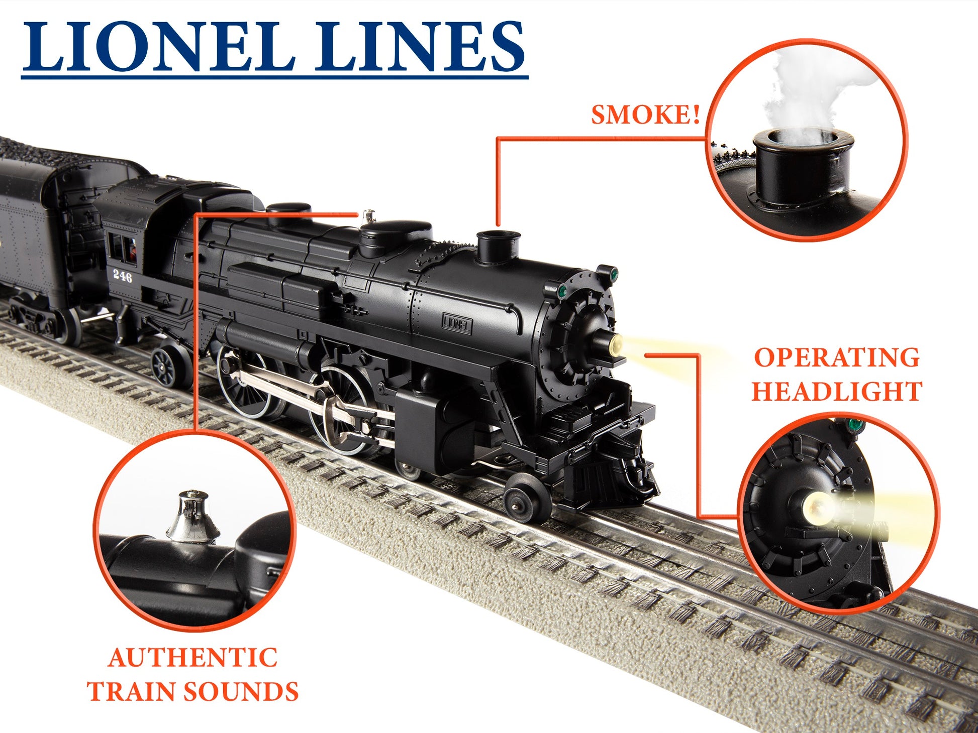 Locomotive of Model Train Set O Scale Lionel Lines Mixed Freight LionChief Bluetooth 5.0.
