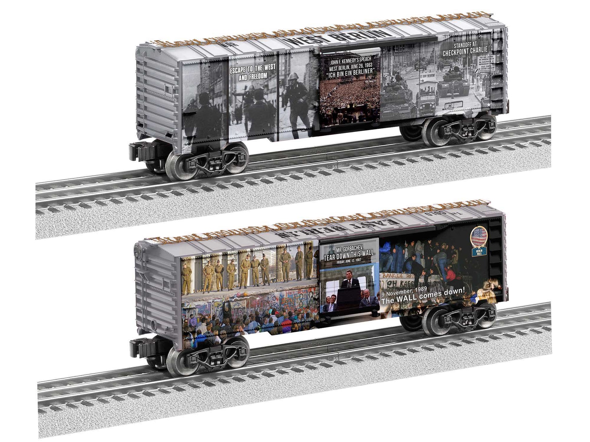 Model train rail car Lionel Berlin Wall MUSA Boxcar O gauge.