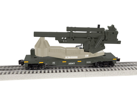Model train set rail car O scale Army Big Cannon Car