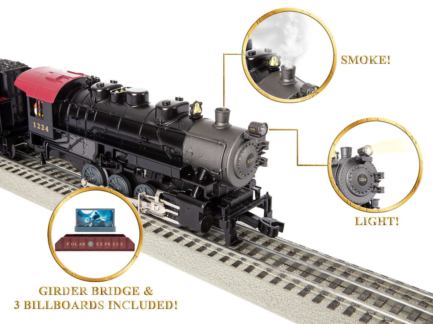 Lionel model train The Polar Express Freight LionChief. Smoke coming from engine.