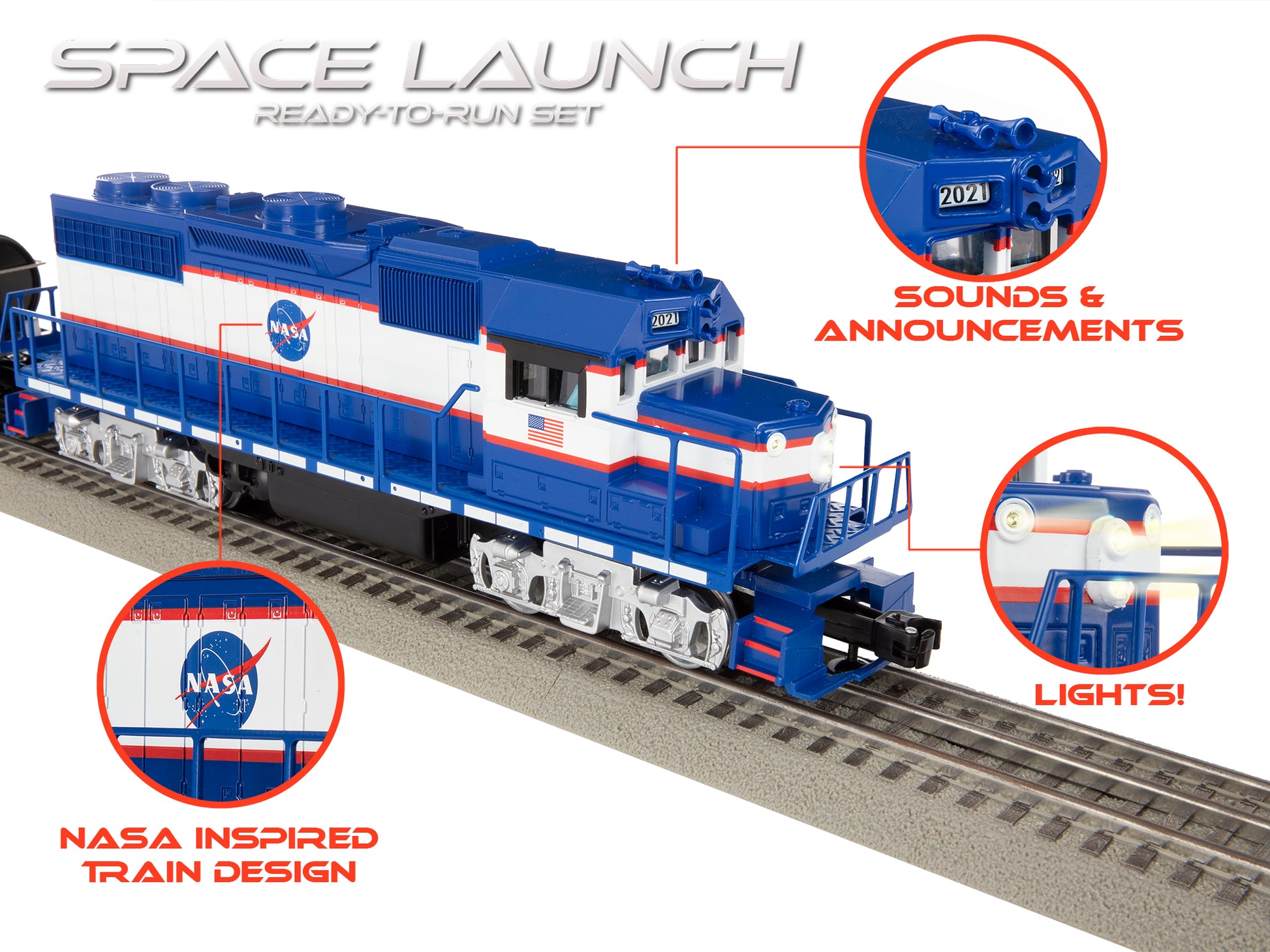 Model train set O Gauge Lionel Space Launch LionChief Freight.