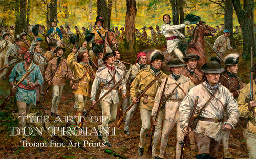 Don Troiani wall art print Morgan's Rifles. Men on foot and horse back.