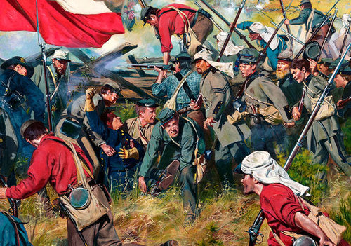 Don Troiani wall art print Never Give Up the Field Battle of First Manassas. Some soldiers in red shirts.