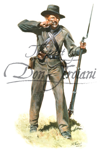 Don Troiani wall art print 53rd Georgia Regiment. Soldier is reloading musket.