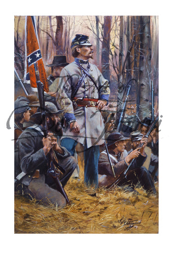 Confederate Officer with His Men