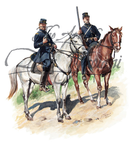 Don Troiani wall art print 5th-13th VA Cav. 1861 Sussex Lt Dragoons. Two soldiers on horseback.