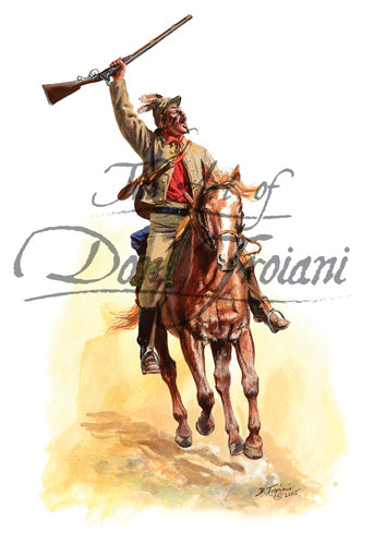 Don Troiani wall art print 1st Cherokee Mounted Rifles C.S.A. 1862. Native on horse back.