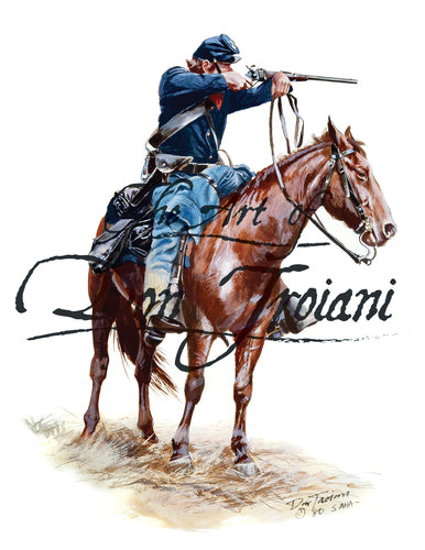 Don Troiani wall art print Union Cavalry with Carbine. Soldier on horseback.