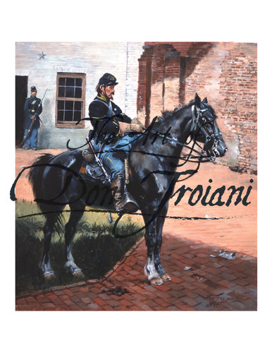 Don Troiani wall art print Waiting for Dispatches - Union Cavalryman. Soldier on Horseback.