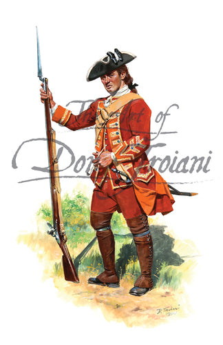 Don Troiani wall art print 35th Regiment of Foot 1757. Soldier in red uniform.