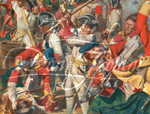 Close up view of Don Troiani wall art print Fort Ticonderoga 1758.