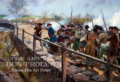 Don Troiani wall art print Concord Bridge. Soldiers firing muskets.