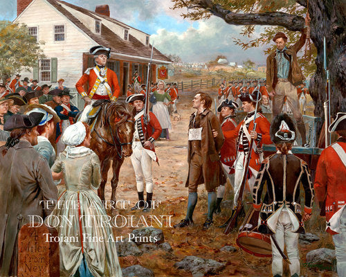 Don Troiani wall art print Nathan Hale.. They are near a white house.