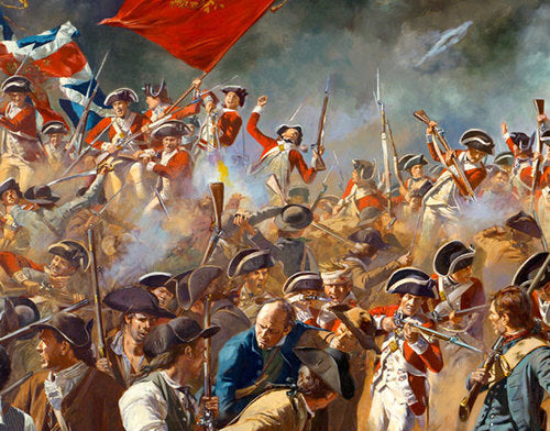 Don Troiani wall art print The Redoubt: Battle of Bunker Hill. Soldier waving red flag.