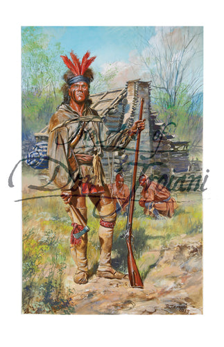 Don Troiani wall art print "Brady's Spy Company". Indian with tomahawk and musket.