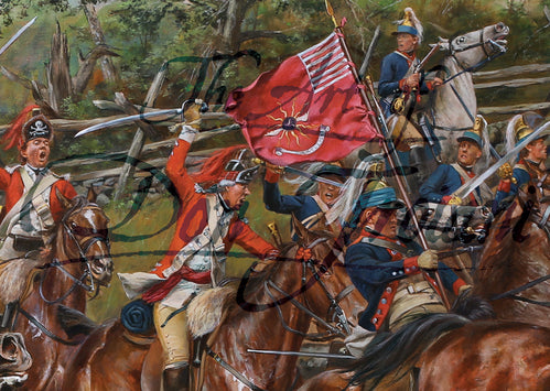 Close up view of Don Troinai wall art print Battle at Pound Ridge.