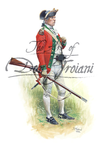 Don Troiani wall art print Officer of the 5th Virginia Regiment. Officer wearing white uniform with red jacket. He is holding a musket.