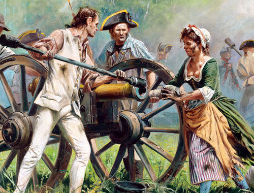 Collectible wall art print Molly Pitcher Battle of Monmouth. Soldiers loading a cannon.