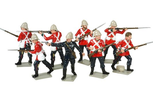 toy soldier set 24th regiment of foot. 8 piece set.