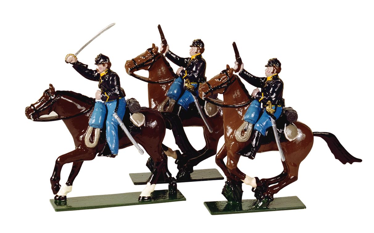 Collectible toy soldier miniature set Union Calvary. 3 soldiers on horse back
