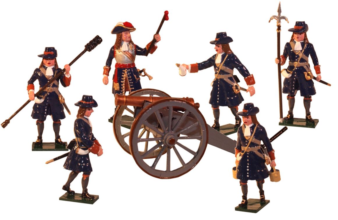 Collectible toy soldier miniature set Artillery of the Marlborough Era.