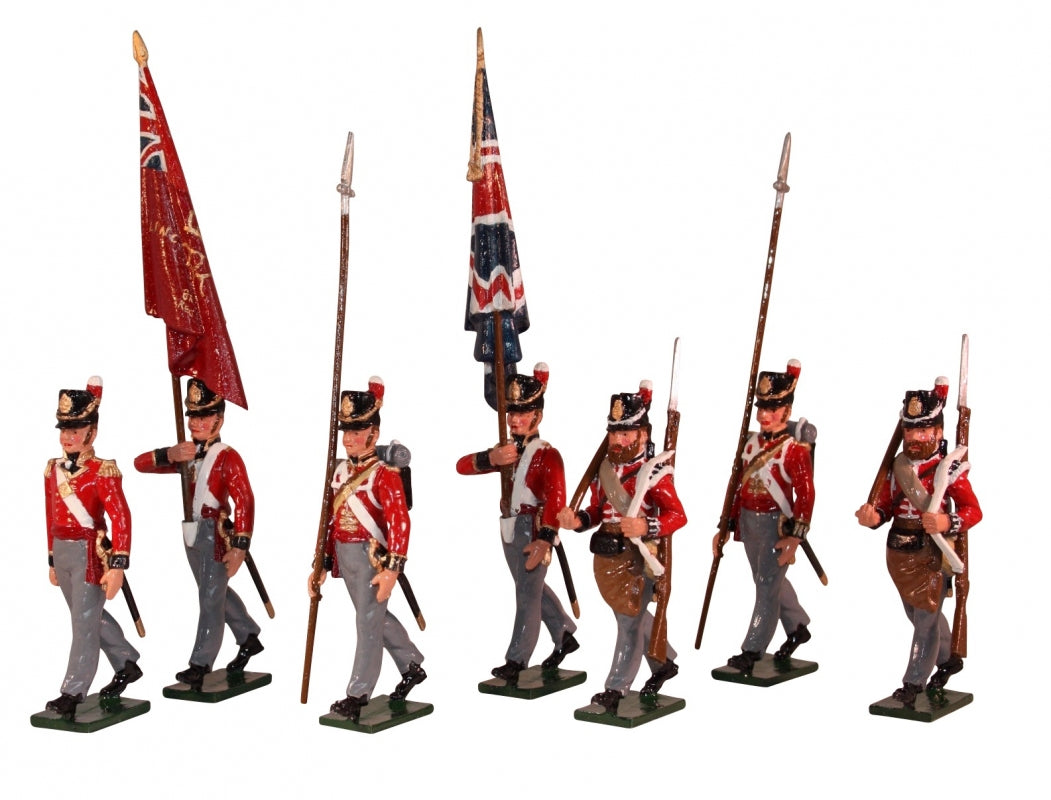 Collectible toy soldier miniature set British Foot Guards with Colours (Napoleonic War).