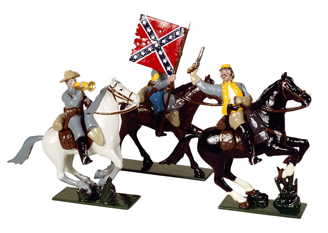 3 piece toy soldier set Confederate Calvary.