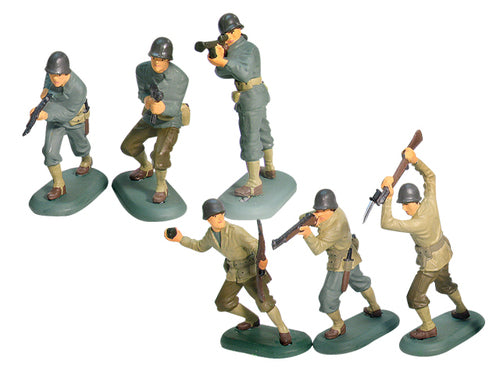 6 toy soldiers in different poses