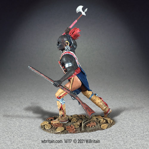 Collectible toy soldier miniature Native Attacking with Trade Axe.