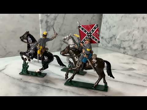 360 degree view of toy soldier set Confederate Calvary.
