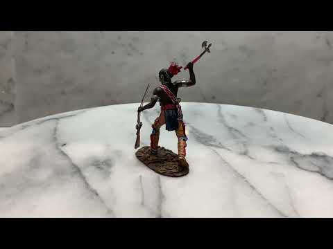 360 degree view of Collectible toy soldier miniature Native Attacking with Trade Axe.